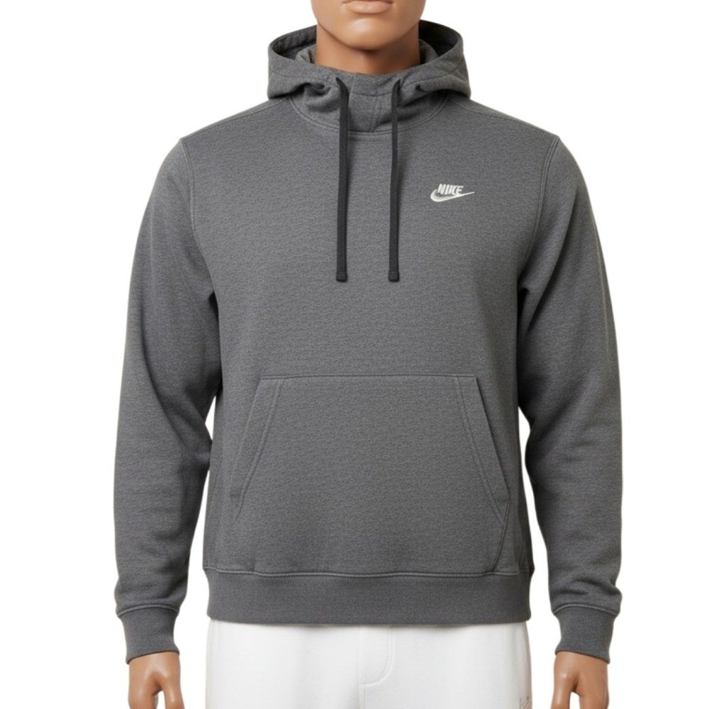 Nike Sportswear Club Fleece Hoodie Mens S Small Gray‎ Pullover Sweatshirt Casual